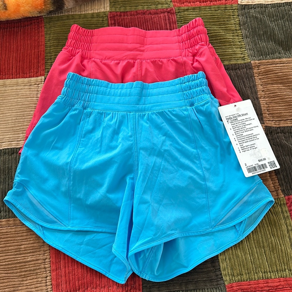 Two pair BRAND NEW of Lululemon hotty hot HR short 4” lined. Smoke free home.